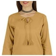 thumbnail image 5 of Moomaya Solid Long Kurti For Women Cotton Tunic 3/4 Sleeve Ethnic Formal Kurta w/ Pockets, 5 of 5