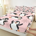 thumbnail image 3 of Manfei Cute Cartoon Penguin Full Size Sheets 4-Piece, Kawaii Animal Bed Sheets, Pink Snowflakes Sheet Sets, Luxury Bedroom Decor, 3 of 7