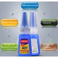thumbnail image 2 of Super Glue Dries Instantly, 401 Strong Instant Adhesive Bond Transparent All-Purpose Universal for Plastic Wood Metal Rubber Leather Manicure DIY Crafts（20g/0.7oz）, 2 of 8