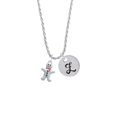 thumbnail image 2 of Delight Jewelry Silvertone Gingerbread Man with Red Scarf Silvertone Script Initial Disc - Z - Charm Necklace, 20"+3", 2 of 4
