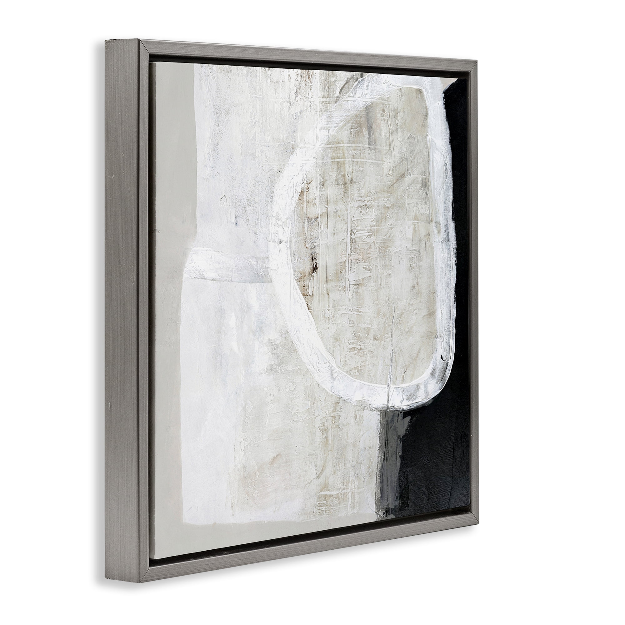 Stupell Industries Modern Neutral Abstraction Abstract Painting Gray Floater Framed Canvas Art Print Wall Art, 25 x 25