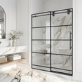 thumbnail image 2 of VIGO Elan 56 to 60 in. W x 74 in. H Frameless Grid Sliding Shower Door in Matte Black with 3/8 in. (10 mm) Clear Glass, 2 of 15