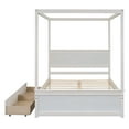 thumbnail image 5 of Aukfa Canopy Bed Frame with 2 Storage Drawers, 4-Post Full Platform Bed with Headboard for Adults Kids, Wood - White, 5 of 8