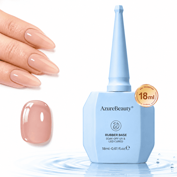 AzureBeauty Rubber Base Coat Gel Nail Polish, Nude Pink Soak Off UV LED Gel, 18 mL