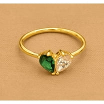 vylahjewellery Brilliant 2 Ct Pear Cut Mossanite Diamond Ring Plated White Gold 2 Stone Anniversary Ring for Women