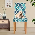 thumbnail image 4 of Yayeee 2 Pack Dining Chair Covers Stretch Parson Chairs Slipcovers Seat Protector, Blue Geometric Pattern, 4 of 6