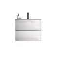 thumbnail image 5 of 24 - inch White Glossy Wall - mounted Bathroom Vanity with Ceramic Sink One Faucet Hole Modern Look Silent Drawers, 5 of 5