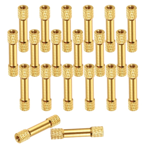 20 Pcs M3 x 30mm Knurled Aluminum Standoff Double-Head Spacer Column for FPV Drone RC Airplane Racing Car Simracing, Gold Tone