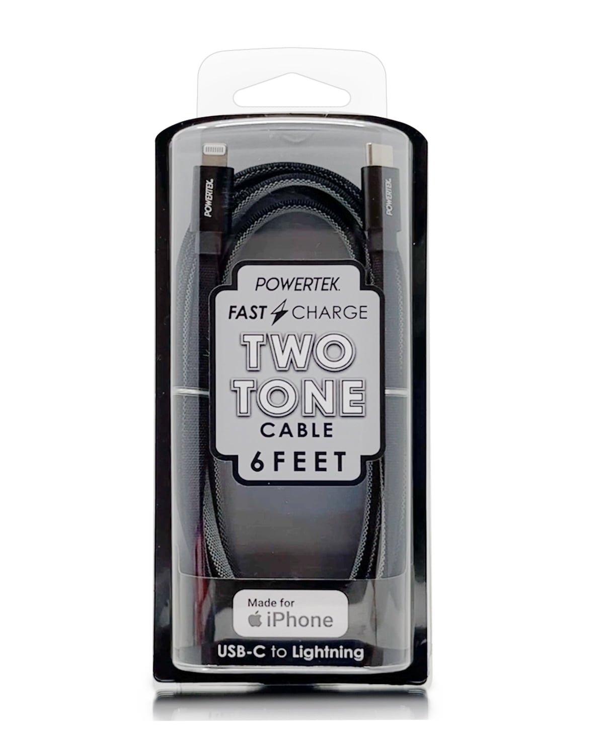 Liquipel Powertek USB C Lightning iPhone Charger Cable [MFI Certified], 6ft Fast Charging, Two Tone