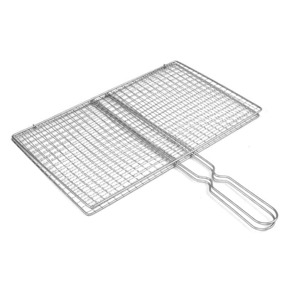 Metal Barbecue Grill Net with Foldable Handle, Anti-Scalding for Safety, Large Area for Cooking, Ideal for Outdoor Camping and Picnics and Grilling Events