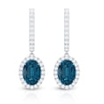 thumbnail image 3 of Rosec Jewels Classic J Hoop Drop Earrings with London Blue Topaz and Diamond for Women - AAA Quality, 10K White Gold, 3 of 8