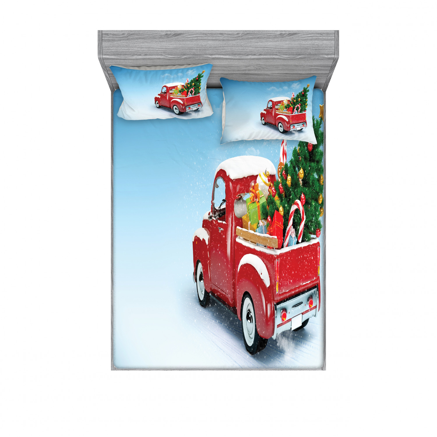 Christmas Bedding Set with Sheet & Covers, Classical Pickup Truck Tree