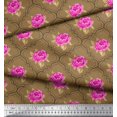 thumbnail image 3 of Soimoi Tissu de Velours Conception de Quadrillage, Feuilles & Roses Imprimés en Tissu Floral par Yard 58 Pouces de Large, 3 of 3