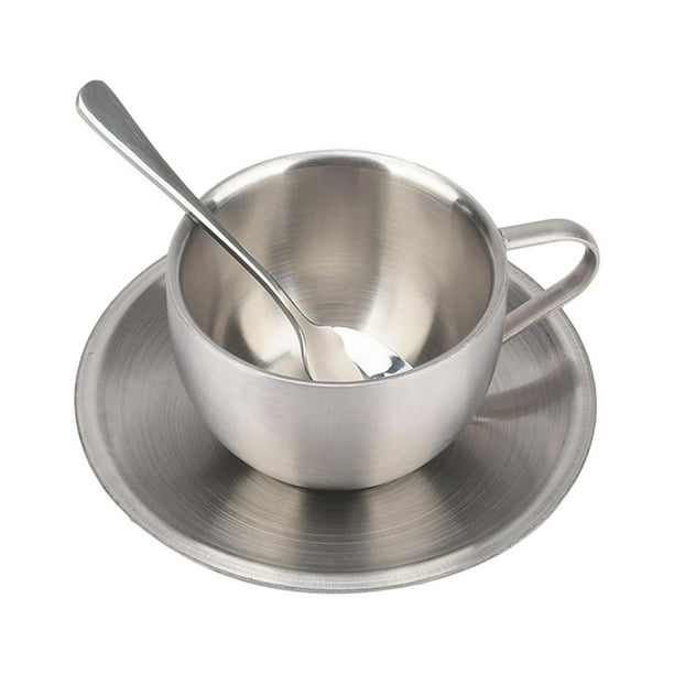 Taza de café portátil de doble pared, reutilizable, de acero inoxidable, recipiente para vasos de Metal, taza de agua para restaurante en casa