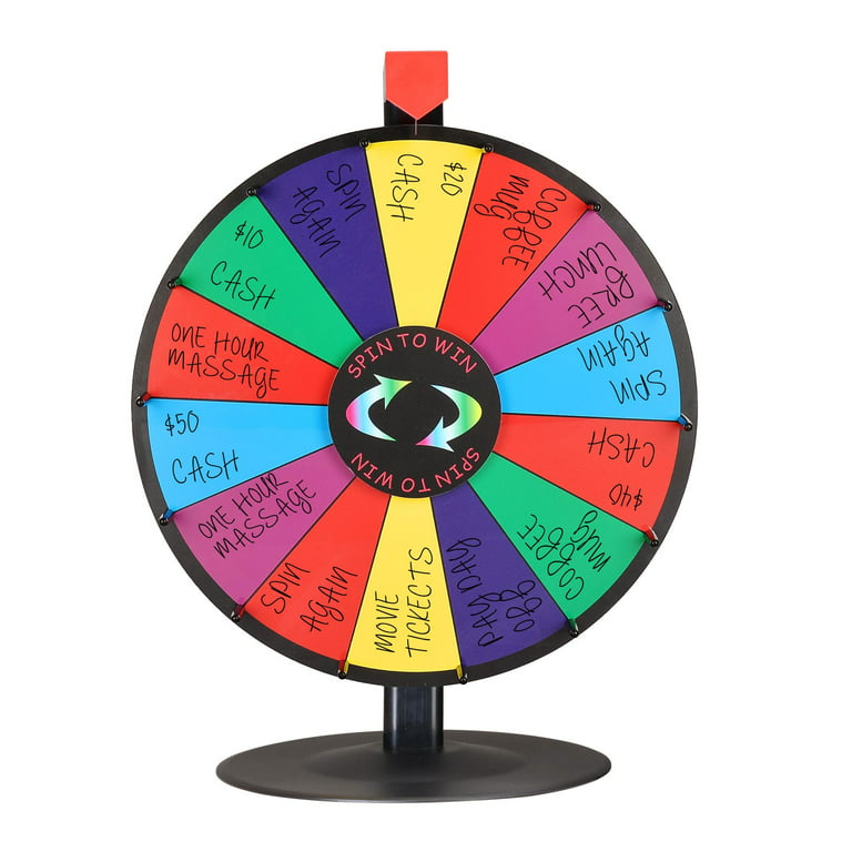 WinSpin 18 Inch Tabletop Color Prize Wheel 14 Slots Editable Fortune  Carnival Spinning Game