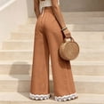 thumbnail image 5 of Lace Patchwork Pants for Women Elastic High Waist Drawstring Wide Leg Pants Causal Loose Palazzo Pants, S, 5 of 7