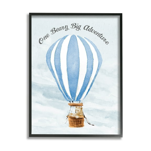 Stupell Industries Beary Big Adventure Balloon Animals & Insects Painting Black Framed Art Print Wall Art, 11 x 14