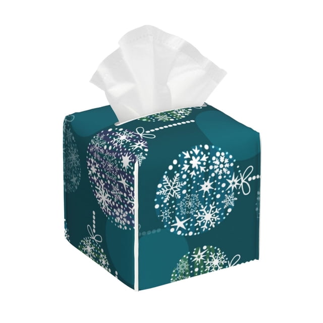 Balery whiter Snowflake balloons Porta Pañuelos de Cuero con Estampado – Funda Moderna Cuadrada para Caja de Pañuelos, Dispensador 5x5x5''