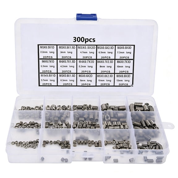 300pcs Stainless Steel Thread Repair Insert Kit for M3 M5 Screws