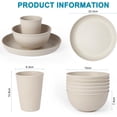 thumbnail image 2 of 18 count Wheat Straw Dinnerware Sets, Unbreakable dish Set  Plates, Bowls, and Cups Set dishes Dishwasher Microwave Safe for Kitchen Outdoor Travel Camping (Beige), 2 of 6
