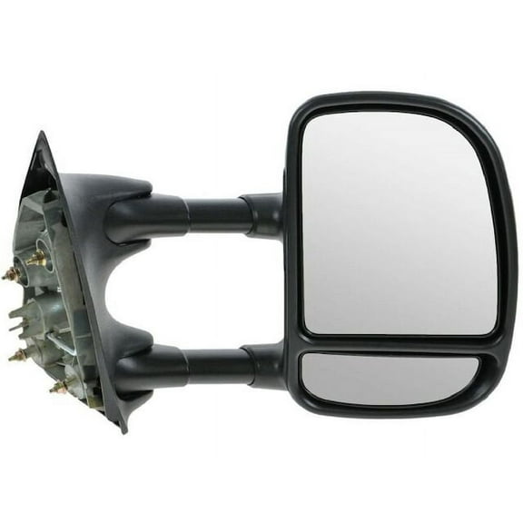 Right Passenger Side Manual Mirror - Textured Black - Dual Arm - Telescopic - Includes Cover - Compatible with 1999 - 2002 Ford F-250 Super Duty (Up To 11/02/2002) 2000 2001
