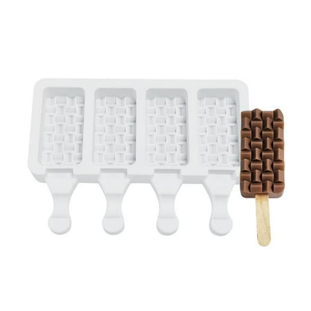 

4 Cell Weaving Popsicles Mold Non-stick Silicone Ice Cream Molds Homemade DIY Dessert Juice Ice-Pop Mould for Kids