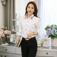thumbnail image 4 of Womens Button Down Shirt Long Sleeve Work Dress Shirts V Neck Office Casual Blouses, 4 of 5