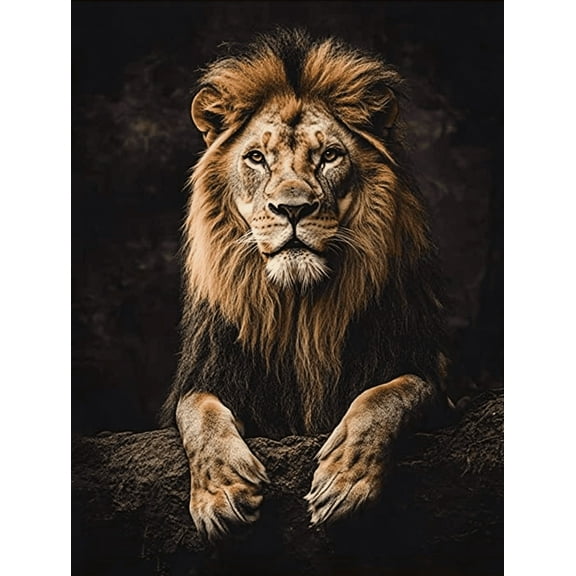Lion Portrait Decorative Painting/Canvas Art， Perfect for Living Room， Bedroom， and Entrance Decor. Majestic Lion Face Art Print， Animal King Canvas， Fierce Lion Gaze Wall Decor.