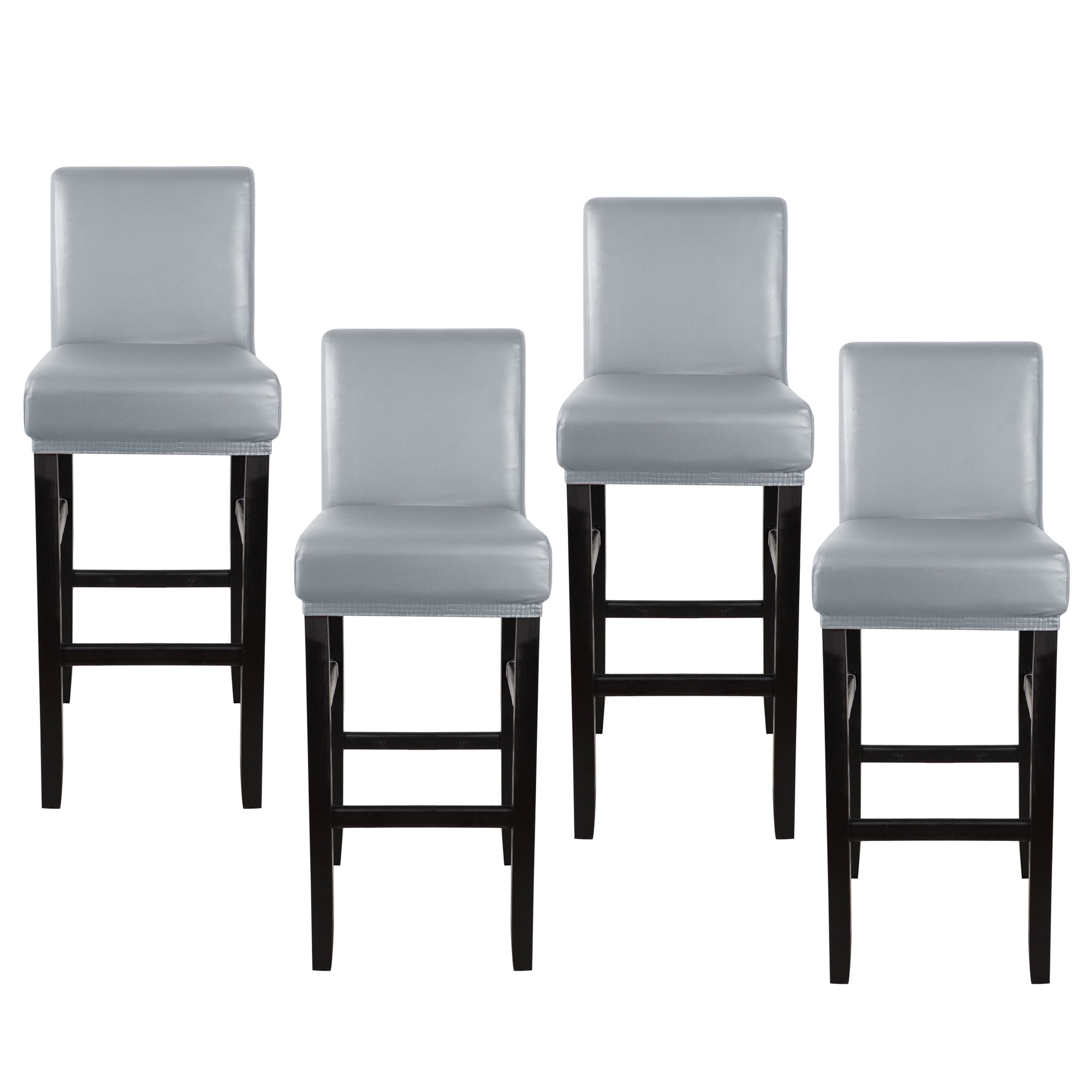 Short Back Chair Seat Cover Bar Stool Chair Slipcover for Restaurant Grey 