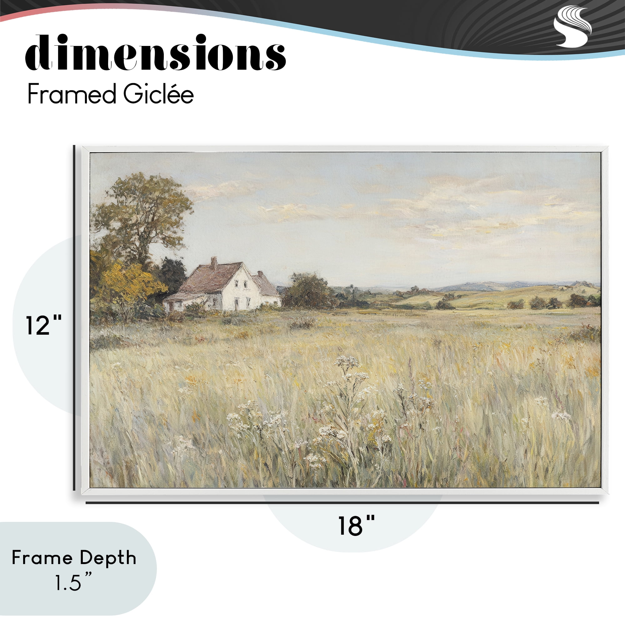 Stupell Industries Country Living in Golden Meadow White Framed Giclee Art, design by Petal Prints Design