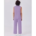 thumbnail image 3 of Pinspark Lounge Sets for Women 2 Piece Sleeveless V Neck with Side Slits Top and Nine Point Pants with Pockets Outfits Summer, 3 of 6