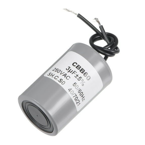 Uxcell 54x34mm 3uF 250V AC 50/60Hz 2 Wires Cylinder CBB60 Run Capacitor