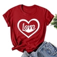 thumbnail image 5 of HaoXianJian Valentines Day Shirts Women Cute Heart Print Shirt Casual Valentines Top for Women Short Sleeve Love Letter Graphic Tees Tops Crewneck Pullover T-Shirts Size 2X 3X, 5 of 5