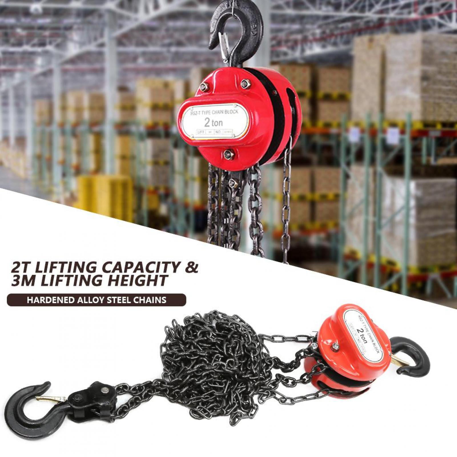 2 Tons Hardened Alloy Steel Chain Block 3 Meters For Workshop Factories Garage