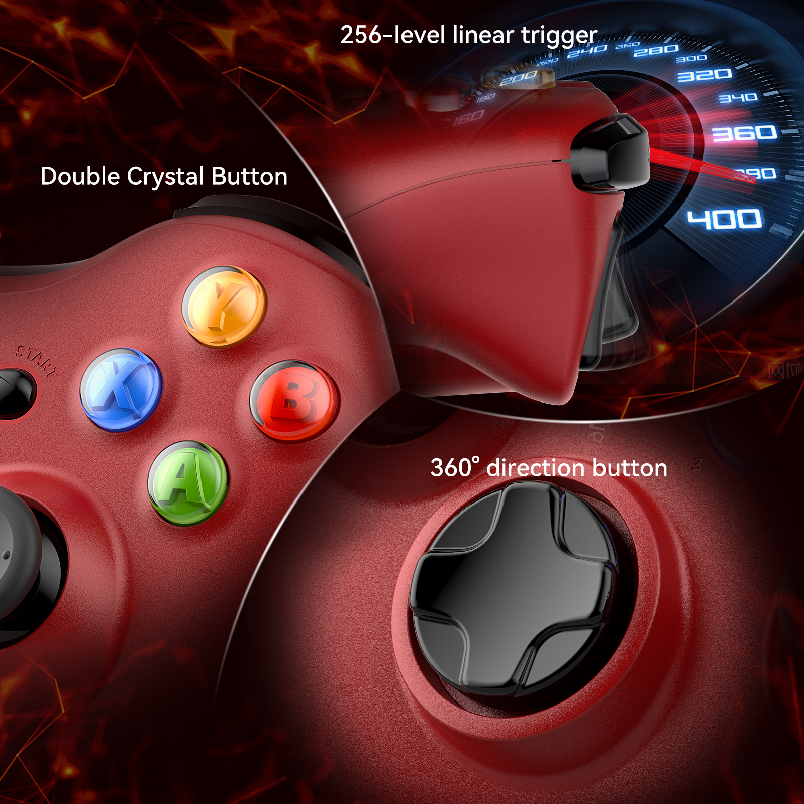 Microsoft Xbox 360 Wired Game Controller For PC - USB 2.4, Works On Windows 11/10/8/7/XP, Black