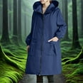 thumbnail image 2 of BODOAO Women's Long Raincoats Rain Jacket Waterproof Hooded Windbreaker Lightweight Coat for Outdoor Women's Extended Hood Thin Work Clothes Household Rainproof and Windproof Use Coat Navy 4Xl, 2 of 9