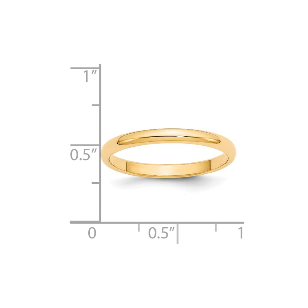 14K Yellow Gold 2.5mm Half Round Band Ring