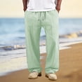 thumbnail image 2 of CONZONE Men's Baggy Linen Pants Wide Leg Pants for Men Trendy Elastic Waist Drawstring Striped Soft Casual Joggers With Pocket, 2 of 6