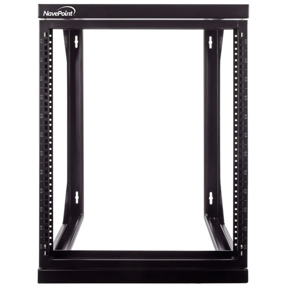 NavePoint 12U Server Rack with Swing Gate - 12U Wall Mount Rack for 19 Inch IT Equipment Open Frame Rack – Network Rack Wall Mount for AV & Server Equipment 18” Deep 12U Rack, Black