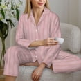 thumbnail image 6 of Vsdgher Pink Stripes Pajamas Set Long Sleeve Sleepwear Womens Button Down Nightwear Pj Sets-Small, 6 of 7