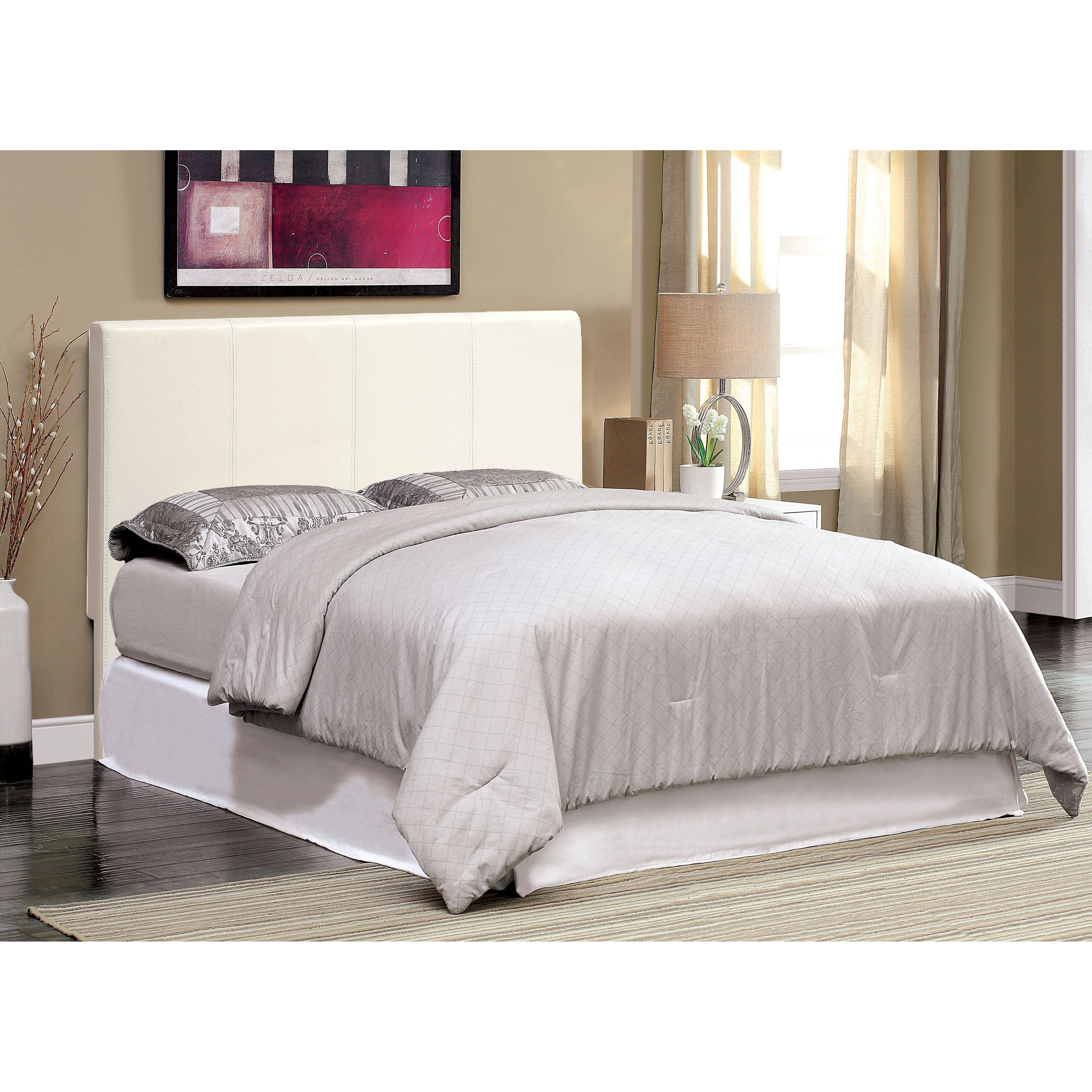 Furniture of America Mellie Faux Leather Bed, Queen, White