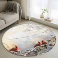 thumbnail image 3 of Christmas Round Area&nbsp;Rug 3ft Winter Snowfall Forest Bough Cardinal Berries Non-Slip&nbsp;Washable Circle Rugs Soft Felt Indoor Floor Mat for Bedroom Kitchen Living Room Bathroom, 3 of 9