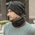 thumbnail image 4 of YAOBAMM Windproof Warm Hat Men Winter Hat Scarf Set Knitted Solid Color Plush Warm Windproof Neck Ear Protection Outdoor, 4 of 5