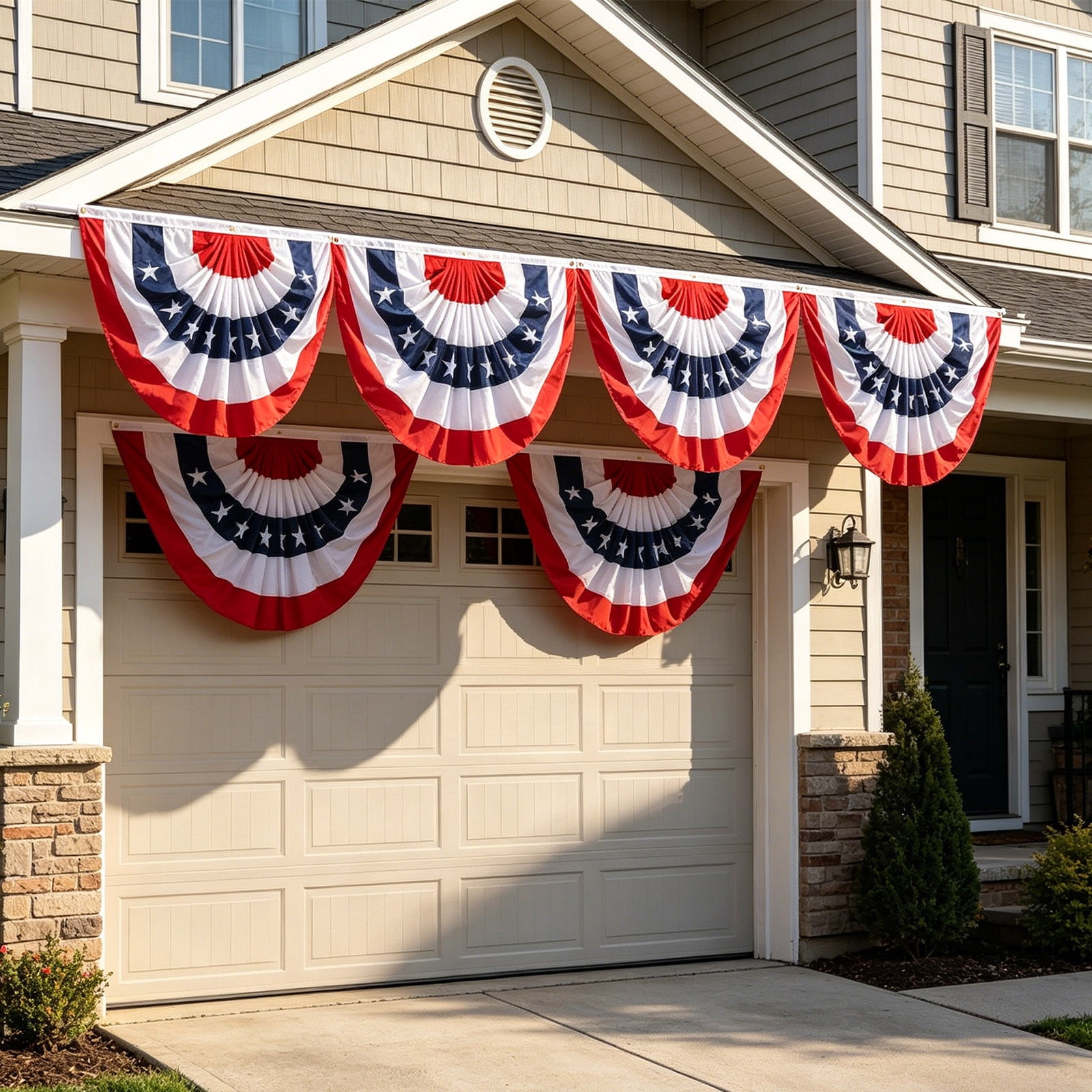 Gallickan 6 Pack Independence Day Fan-Shaped Patriotic Flag 60x120cm USA American Flag for Outdoor Garden Decor