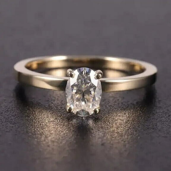 2Ct Oval Cut Simulated Diamond Women's Solitaire Engagement Ring 14K Yellow Gold Plated