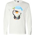 thumbnail image 3 of Inktastic Cute Christmas Penguin in Blue Hat Long Sleeve T-Shirt, 3 of 5