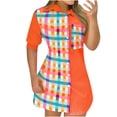 thumbnail image 1 of PVCS Robe chemisier à manches courtes et bouton ample pour femme, 1 of 6