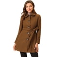 thumbnail image 1 of INSPIRE CHIC Manteau Long Élégant d'Hiver pour Femmes Col à Revers Marron TG, 1 of 5