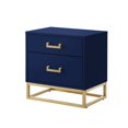 thumbnail image 2 of Nicole Miller Side Table Nightstand Raees 2 Drawers Gold Metal Handle/ Base, Dark Navy/Gold, 2 of 10