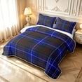 thumbnail image 3 of Manfei Rustic Check Twin Quilt Set,Classic Plaid Twin Coverlet Set,Blue Purple,2-Piece,1 Bedspread and 1 Pillowcase, 3 of 7